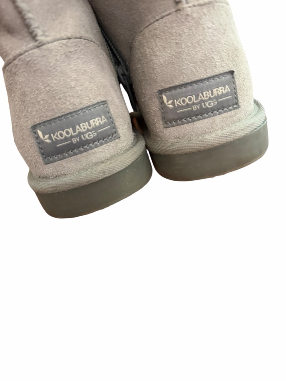 Koolaburra Kids Suede Faux-Shearling Zip Booties - Light Gray - Picture 2 of 4